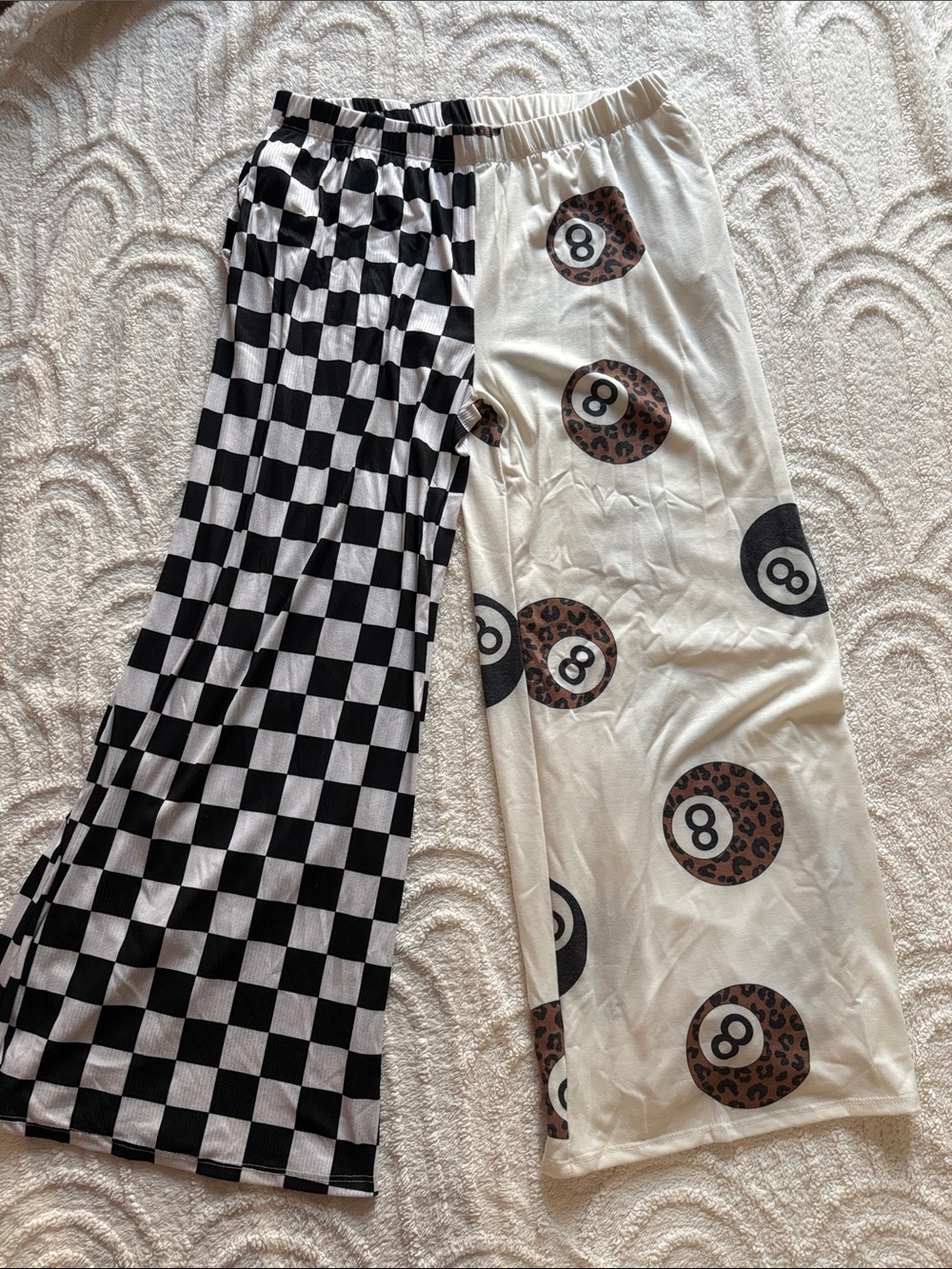 Checkerboard & Cream 8-Ball Wide-Leg Lounge Pants